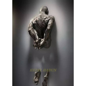 Scultura della parete di arte del metallo intagliato a mano all'ingrosso rame umano ottone bronzo 3d statua dell'uomo della parete <span class=keywords><strong>Hush</strong></span> per l'hotel domestico - Product Image 2