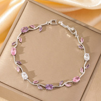 Pulsera de Flor de Tulipán Chapada en Oro de 18K, Resistente al Agua y al Deslustre, de Acero Inoxidable, Marca Fanhua