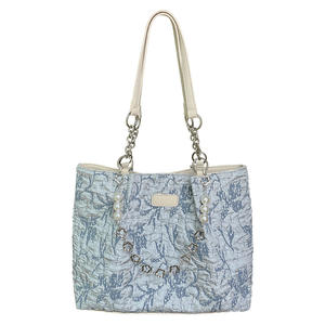 Bolso de mano de lona jacquard de gran capacidad para mujer con hebilla magnética y bolsillo con cremallera, primavera 2022, azul, blanco, negro - Product Image 5