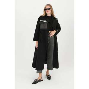 It'Ssh You - Gabardina Negra para Mujer, Manga Larga, Tejida, Elegante, Cómoda para Otoño - Product Image 4