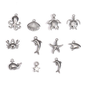 Wholesale 18K Gold Beach Mermaid Fish Shell Starfish Dolphin Turtle Pendant Stainless Steel Pendants <strong>Charms</strong> for Jewelry Making - Product Image 3