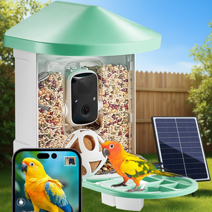Comedero Inteligente para Pájaros DB Wholesale con Cámara 2K HD, Energía Solar, Montaje Colgante, Impermeable, Verde - Product Image 2
