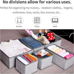 Rectangle Eco-Friendly Modern <b>6</b>-Piece Set Underwear Storage <b>Drawer</b> Organizer Clothes Non-Woven Fabric Foldable Dividers 3-6L - Product Image 6