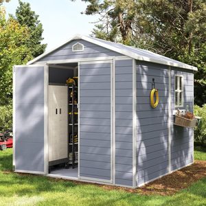 Double Door Waterproof Weather Resistant Garden HDPE Kit-Perfect to Store Shed Plastic Storage House Cabinet Box WIth Shelf - Product Image 2