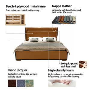 <span class=keywords><strong>Lit</strong></span> en cuir capitonné marron avec tête de <span class=keywords><strong>lit</strong></span> haute |   Meubles de chambre à coucher King Size avec finition noire - Product Image 2