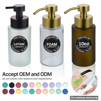Botol Dispenser Sabun Tangan Kaca Kosong 400ml dengan Logo Custom Longan, Botol Bening Berembun dengan Pompa Busa Stainless Steel