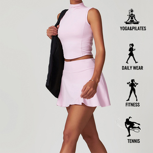 Descuento A-Line Yoga Falda Mujer apretada cintura alta antideslizante transpirable estiramiento Falda corta entrenamiento tenis desgaste para niñas - Product Image 3