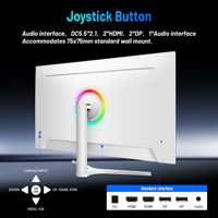 Moniteur de jeu PC LED sans cadre 27 pouces QHD 2560*1440 240Hz, écran d'ordinateur LCD avec panneau IPS 1ms, base fixe, blanc