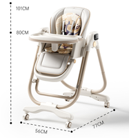 Chaise haute pour bébé avec repose-pieds réglable, vente chaude, chaise haute pour bébé avec roulettes, pliable, chaise haute de luxe pour bébé avec double plateau
