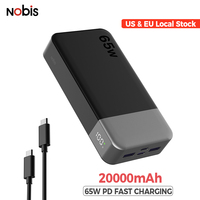 Nouvelle batterie externe légère de grande capacité avec câble 20000 miliamperes, compacte et portable, alimentation mobile