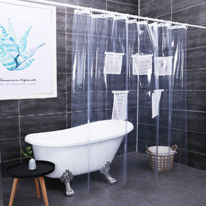 <span class=keywords><strong>Rideau</strong></span> <span class=keywords><strong>de</strong></span> <span class=keywords><strong>douche</strong></span> <span class=keywords><strong>transparent</strong></span> imperméable en PEVA <span class=keywords><strong>avec</strong></span> poche <span class=keywords><strong>de</strong></span> rangement en maille pratique - Product Image 3