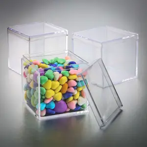Цветные акриловые кубическая витрина площадь 5 Двусторонняя коробка Perspex лоток для магазина розничной торговли конфеты для хранения шоколада акриловая подарочная коробка