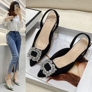 619 nuovo prodotto tacchi per gatti a basso prezzo mezze scarpe 3 colori all'ingrosso alla moda sandali da donna design semplice - Product Image 4