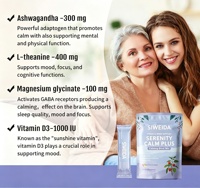 SIWEIDA Serenity Calm Plus Ashwagandha L Théanine Magnésium Glycinate Vitamine D3 Boisson Calme Limonade Framboise 20 Sachets