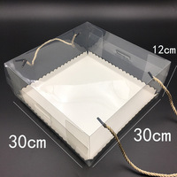 Großhandel 24*24*12cm transparente Kuchen Dekoration Box mit tragbaren Griff PET Dekoration Geschenk verpackung Box
