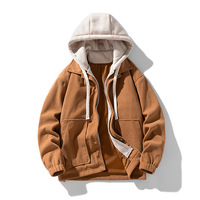 Nouvelle veste décontractée pour homme hiver 2025 à manches longues, coupe ample et confortable, col rabattable, épaisse, style workwear, à capuche, pour motard