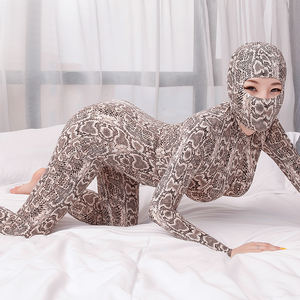 Disfraces sexys de <span class=keywords><strong>cuerpo</strong></span> <span class=keywords><strong>completo</strong></span> para niñas, traje estampado de piel de serpiente con cremallera en la entrepierna, catsuit de manga larga, 7043 - Product Image 1