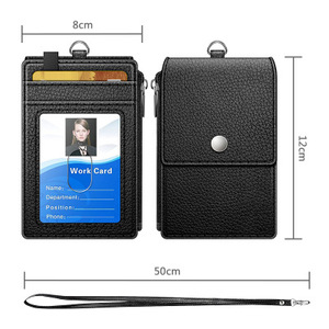 Porte-cartes d'identité en cuir PU Porte-cartes graphiques verticaux <span class=keywords><strong>Support</strong></span> Porte-cartes lanière - Product Image 2