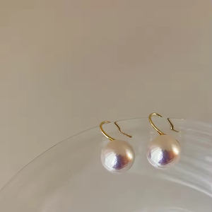 925 Silver <b>Needle</b> Zircon Pearl Earring Sweet S925 Sterling Silver Round <b>Bead</b> Pearl Drop Earrings Pearl Hook Earring - Product Image 3