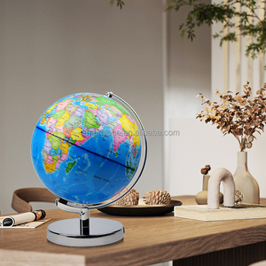 Globo Terráqueo Premium de 22.8cm/9 Pulgadas, Material de PVC/ABS Azul, Multi-Idioma, Base Metálica Doble, Herramienta de Enseñanza de Meridianos - Product Image 5
