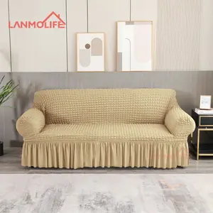 High Quality Stretch Seersucker Slipcover Thickened Non-Slip Sofa Cover With Skirt For All 3 Seats For Sofa Protection