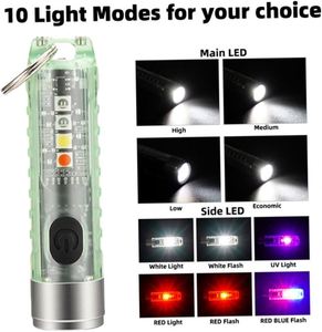 Mini lampe torche LED porte-clés, petite lampe de poche rechargeable USB-C, torche LED pour usage domestique, design tendance - Product Image 3