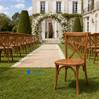 Chaise en bois à dossier en X en stock, chaise de salle à manger en bois massif à dossier croisé, mobilier commercial pour restaurant, hôtel, banquet, événement