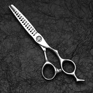 440C Thinning Shears For Men Slicked Back Hair Stainless Steel Blunt Tip Medium Handle Professional Hair Cutting Scissors - Product Image 1