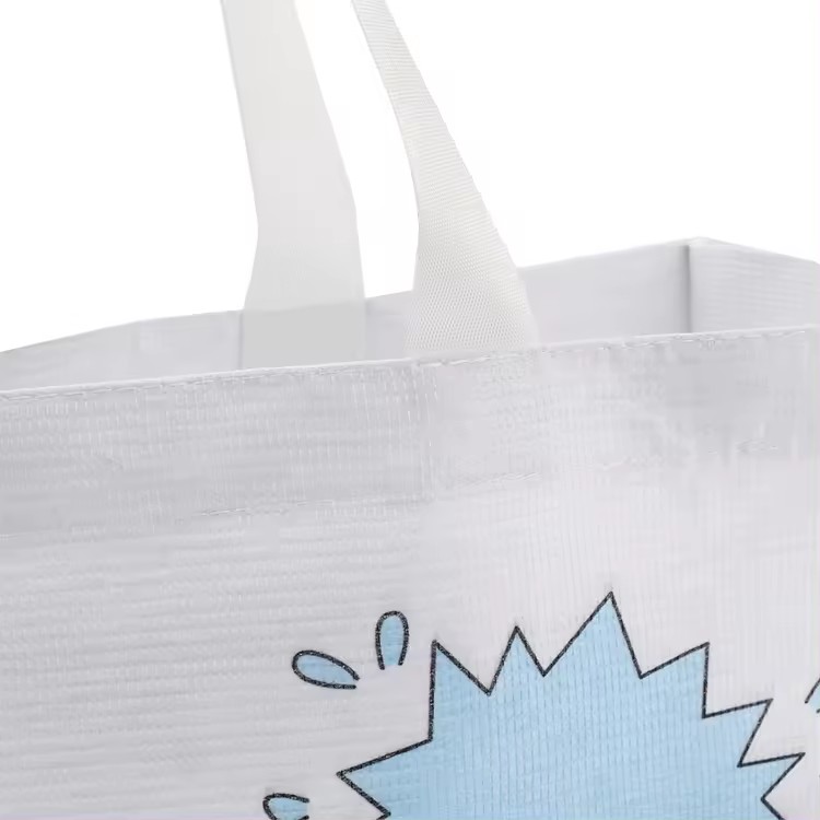 Custom Logo print white cartoon non woven recyclable rpet Shopping bag with handle