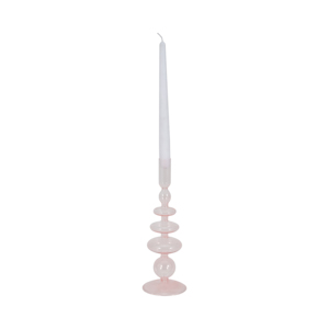 Portacandele moderno in vetro con design a disco e sfera per decorazioni da tavola, candelabro a cono rosa - Product Image 2
