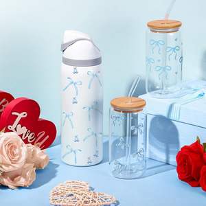 Pegatinas de transferencia de lazo azul <span class=keywords><strong>Frienda</strong></span>, hoja de pegatinas Coquette para decoración de botellas de agua, suministros para manualidades de fiesta - Product Image 2