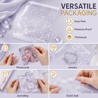 100 pochettes refermables transparentes en BOPP blanc nacré avec logo personnalisé pour l'emballage de cartes d'idoles
