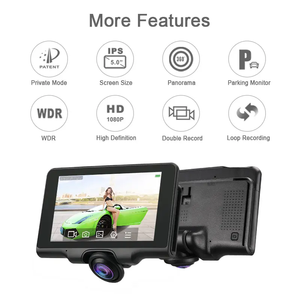 SUNWAYI PI50 DVR Cámara de salpicadero panorámica de 360 grados con detección de movimiento Monitor de estacionamiento Pantalla táctil de 5 pulgadas Grabación dual HD 1080P - Product Image 4