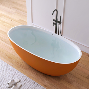Baignoire autoportante moderne en aluminium pour bain profond avec drain, pour hôtel, en pierre artificielle orange, directement de l'usine - Product Image 5