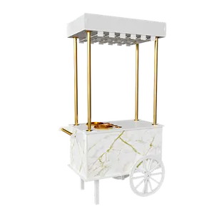 Vente en gros de présentoir à bonbon en PVC blanc pour mariage chariot à champagne pour mariage chariots de bar pour décoration de mariage
