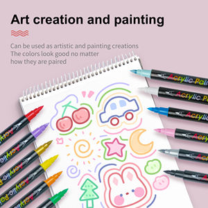 Beem ปากกาสีอะคริลิค12สีปากกามาร์กเกอร์พรีเมียมสำหรับงานไม้เซรามิกงานหัตถกรรมอุปกรณ์ศิลปะแบบ DIY สำหรับการทำเครื่องหมายพื้นผิวที่ทาสี - Product Image 3