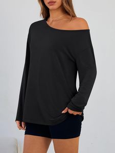 Trendy Queen Womens <strong>off</strong> <strong>the</strong> <strong>Shoulder</strong> <strong>Tops</strong> Oversized Solid Long Sleeve Casual Washable Tshirts 2026 - Product Image 3