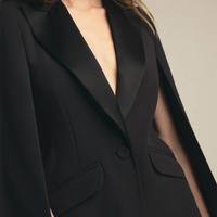 OEM personnalisé de haute qualité mode vêtements officiels pour femmes col en V classique Cape à manches droites noir Slim Fit Blazer pour les femmes