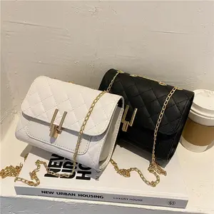 Baru tas kisi berlian persegi kecil tas tangan Fashion ritsleting Solid Pu tas wanita untuk tas kurir selempang wanita