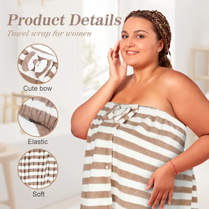 <strong>Women's</strong> Microfiber Spa Wrap Bath <strong>Robe</strong> and <strong>Dry</strong> Hair Shower Cap Soft Absorbent Knitted Towel Set - Product Image 2