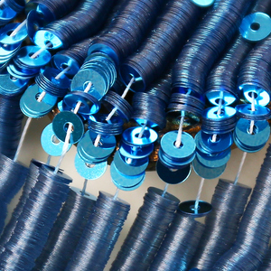 Lentejuelas de Bordado Francés, Lentejuelas Metálicas Azules de 4 mm, Forma Redonda, Material PET con Certificación GRS OEKO - Product Image 2