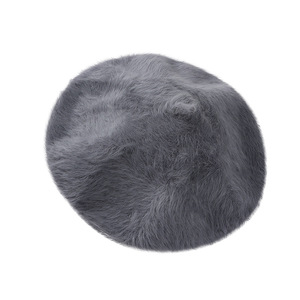 Chapeau béret couleur unie fourrure de lapin cheveux longs floue pour femmes femmes couleur unie Sports d'hiver Ski fête chapeau béret applicable - Product Image 2
