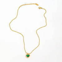 Collier avec pendentif en forme de cœur plaqué or 18 carats, chaîne à maillons en acier inoxydable, bijoux en zircon pour femmes, cadeau
