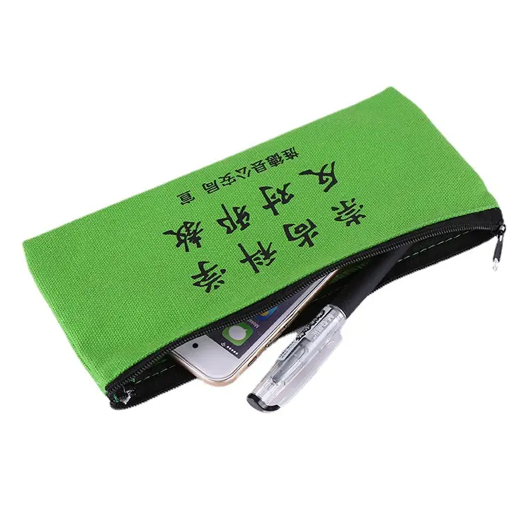 Kişiselleştirilmiş Polyester kozmetik küçük sevimli kozmetik fırça seti tuval kalem çantası boş toptan özel baskı makyaj çantası