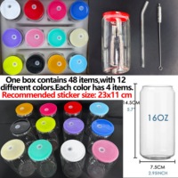 Verre à bière en borosilicate de 16 oz avec couvercle et paille, 12 couleurs, prêt à être expédié, pour café glacé, jus, soda, lait