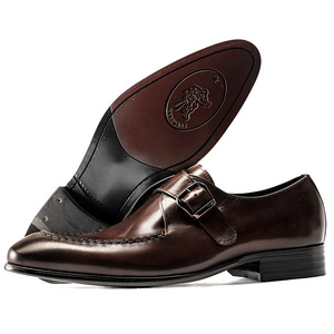 รองเท้าแบบ Monk Strap สำหรับผู้ชาย หัวแหลม หนังแท้ สายรัดแบบหัวเข็มขัด เหมาะสำหรับใส่ทำงาน ใส่ได้ทุกฤดู กันลื่น - Product Image 1