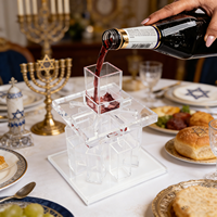 Distributeur de vin en acrylique à sept coupes, distributeur de vin pour Kiddouch du Shabbat juif, ornement de table pour cérémonie de festival hébreu