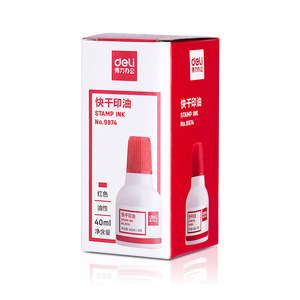Deli Stamp Ink 40ml Red Quick Drying Office Use - Product Image 4