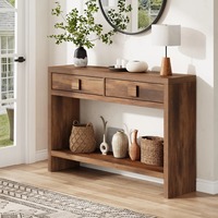 Table console d'entrée moderne en bois de noyer sur mesure avec 2 tiroirs et poignées carrées – Vente en gros