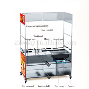 광고 공간이 있는 이동식 마켓 다이닝 카트, 접이식 스낵 상업용 스테인리스 스틸 바퀴 달린 판매 카트 - Product Image 6